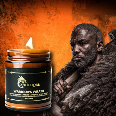 a warrior with a candle